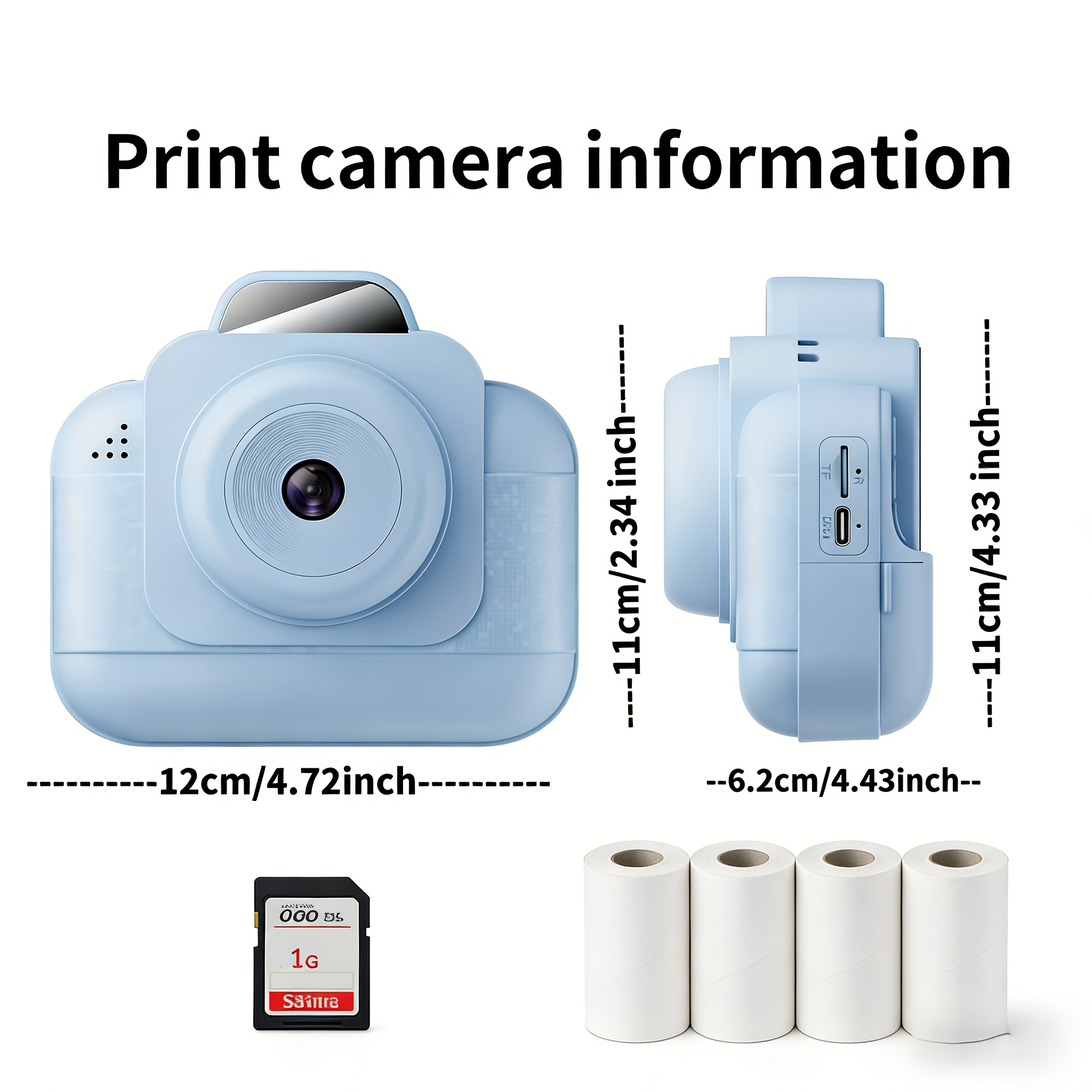 Photo Printer - Przenośna drukarka fotograficzna (niebieska) z akumulatorem